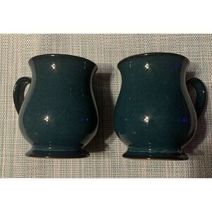 Set Of 2 Denby Greenwich‎ Craftsman Mug Green White 4" Made In England